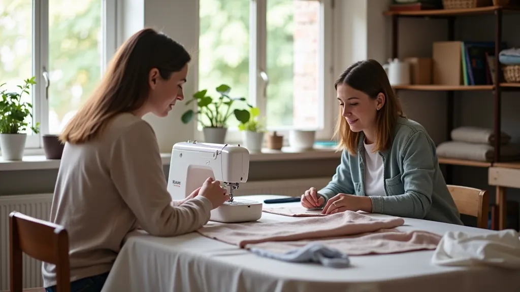 Community sewing circle gathering